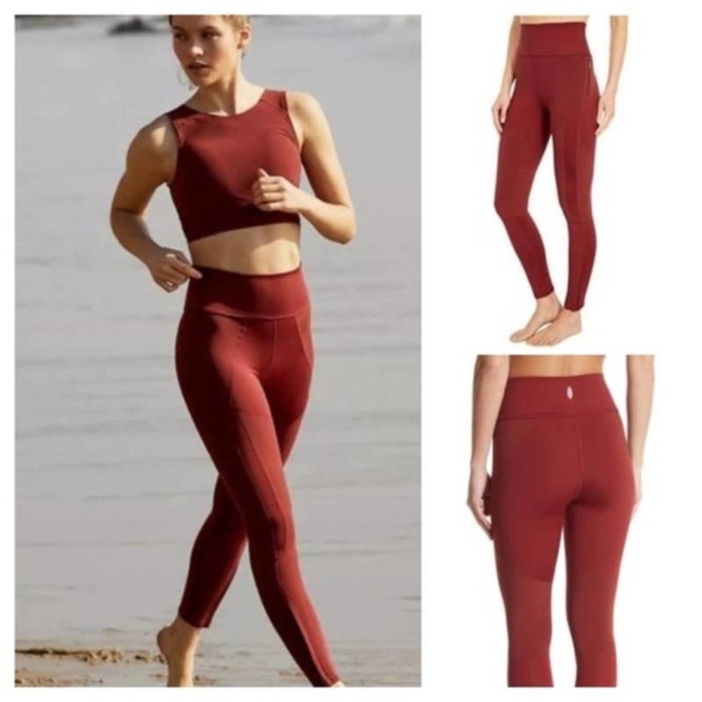 NEW Free People Movement Born To Run Leggings in Red Size Small